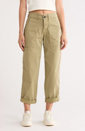 Sanctuary Cruiser Stretch Cotton Barrel Chinos in Bamboo Green at Nordstrom Rack, Size 25