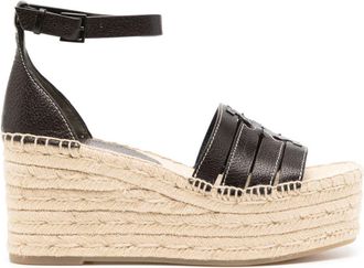 Tory Burch Ines wedge espadrilles - women - Leather - 9.5 - Black