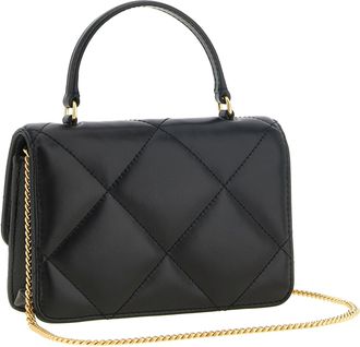 Tory Burch Kira Mini Calfskin Leather Top Handle Bag - Black