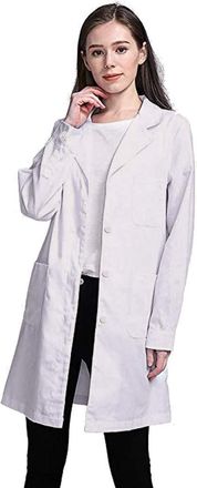 Generic Professional Lab Coat for Women & Men Long Sleeve White Labcoat Cotton Poly Medical Doctor Nurse Med Laboratory Coat White Scrub Tops for Women XL