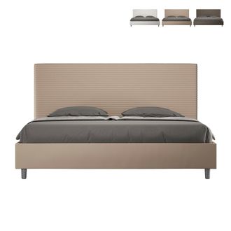 Itamoby Letto Matrimoniale King Size Rivestito In Similpelle - Focus - Dimensione Rete: 180x200 - Tipologia Letto: Con Rete - Colore: Tortora
