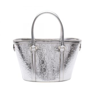 Dior Silver Leather Handbag Tote Bag (Pre-Owned)