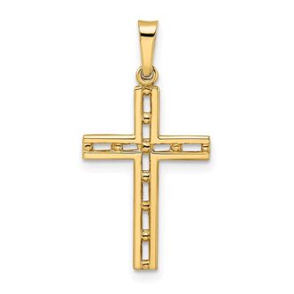Diamond2Deal 14k Yellow Gold Polished Solid Cross Pendant