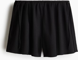 H&M Gecrinkelte Jerseyshorts - Schwarz