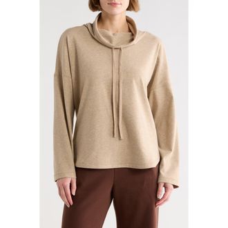 Max Studio Funnel Neck Pullover in Heather Oatmeal at Nordstrom Rack, Size X-Small