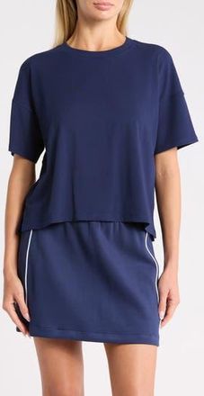 Yogalicious Heavenly Ribbed Deluxe Boxy Crop T-Shirt in Naval Blue at Nordstrom Rack, Size X-Large