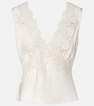 Rixo Emmie lace-trimmed satin top