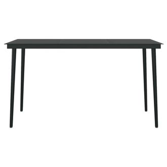 Berkfield Home Classic Garden Dining Table Black 140x70x74 cm Steel & Glass | Size: 140 x 70 x 74 cm