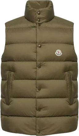 Moncler Tibb Down Vest - Heren - Bodywarmers - Groen - XL - Leer - Jassen