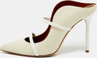 Malone Souliers Off White Leather And Patent Maureen Pointed Toe Mules