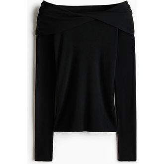 H&M Twist-detail Off-the-shoulder Top in Black at Nordstrom, Size Xx-Large