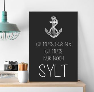 Queence Metallbild »Muss nach Sylt« Anker Küste Schriftzug Schriftzüge 1 Stk. tlg. Stahlschilder