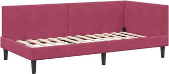vidaXL Corner Bed Frame with Headboard Wine Red 90 cm x 190 cm Fabric vidaXL