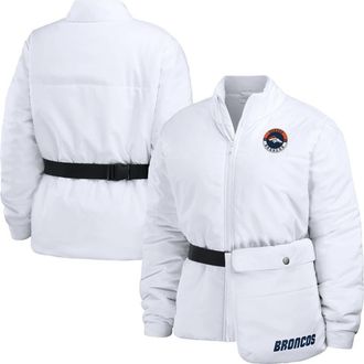 WEAR by Erin Andrews Womens WEAR by Erin Andrews White Denver Broncos Packaway Full-Zip Puffer Jacket at Nordstrom, Size Xx-Large