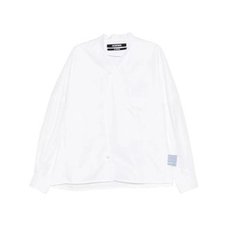 Jacquemus Casual Shirts, male, White, Size: L Collarless Shirt