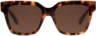 Mohala Eyewear Hana 55mm Low Bridge Wide Width Polarized Square Sunglasses in Sienna Tortoise /Tan Lens at Nordstrom