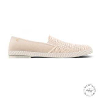 Rivieras Shoes Classic Canvas & Mesh Slip-On Loafer in Cream at Nordstrom, Size 39