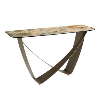 Angel Cerd&aacute; Consola de m&aacute;rmol porcel&aacute;nico y acero taup&eacute;