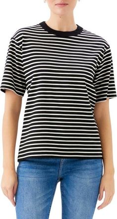 Karen Kane Stripe T-Shirt in Black/Ivory at Nordstrom, Size X-Large