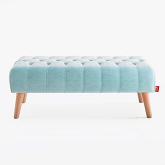 Colch&oacute;n Morfeo Banco de cama 100x49x41 Turquesa Tapizado antimanchas estilo Capiton&eacute;