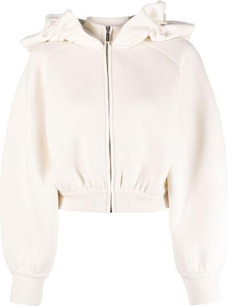 Jacquemus La Maille Crinoline ruffled hoodie - women - Virgin Wool/Polyamide/Cotton - 34 - Neutrals