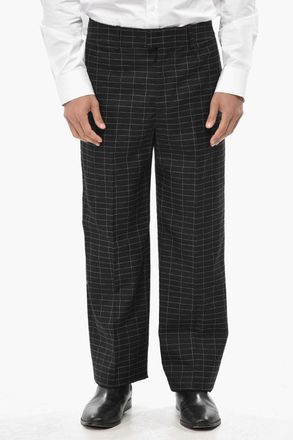 Off-white TAILORING Pantaloni in Lana Vergine con Motivo a Quadri Off-White
