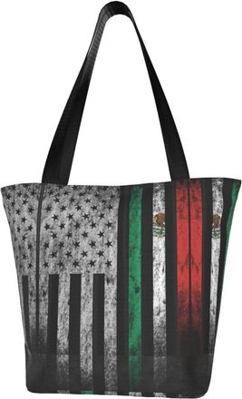 AOOEDM Mexican Roots-Mexican Roots Reusable Grocery Bag Shopping Bag Casual Shoulder Bag Handbag for Men Women ECO Market Bag Beach Bag Travel Totes