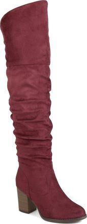 Journee Collection JOURNEE Kaison Ruched Tall Boot in Wine at Nordstrom Rack, Size 7.5 Regular Calf