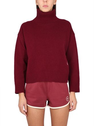 Sporty & Rich Cropped Turtleneck Sweater With Ribbed Texture