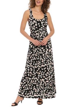 London Times Floral Maxi Dress in Black/Cream at Nordstrom Rack, Size X-Large