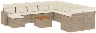 vidaXL Set De Sof&aacute;s De Jard&iacute;n Y Cojines 12 Pzas Rat&aacute;n Sint&eacute;tico Beige Vidaxl