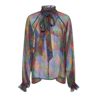 Etro Etro, Blouses, female, Multicolor, Size: M Ruffled Silk Blouse with Scarf