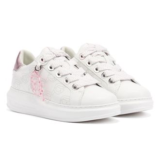 Karl Lagerfeld Kapri NFT Plexi Pendant Leather WoMens White/Lilac Trainers - Size UK 3