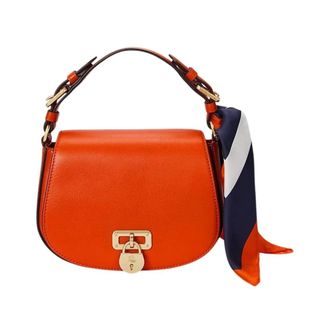 Ralph Lauren Tanner Medium Handtas - Dames - Tassen - Oranje - Maat: ONE Size Zijde