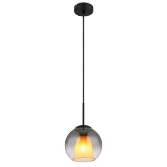 Netlighting Barry 20cm Dome Pendant Matt Black Ball Smoke Glass Shade 1x E27