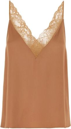 Forte_Forte Top met kanten rand - Dames - Tops zonder mouwen - Roze - S - Tops
