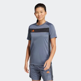 adidas Fussballtrikot ADIDAS PERFORMANCE TIRO 25 ESSENTIALS TRIKOT, Damen, Gr. XL, grau (team onix, super orange), Obermaterial: 100% Polyester, Rundhals, Tr