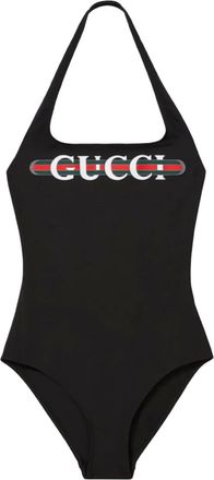 Gucci Sparkling badpak met halternek en Web-streep - Zwart