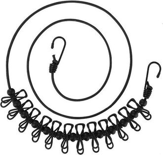 OEM Tendedero Port&aacute;til - Con 12 Pinzas Para La Ropa - Tendedero De Viaje Resistente Al Viento - El&aacute;stico - Negro