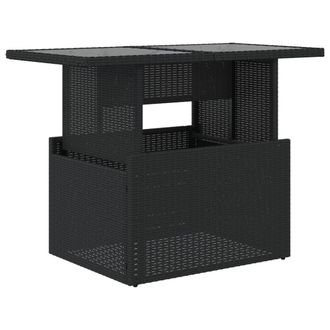 vidaXL Mesa De Jard&iacute;n Superficie De Vidrio Rat&aacute;n Pe Negro 100x55x73 Cm Vidaxl