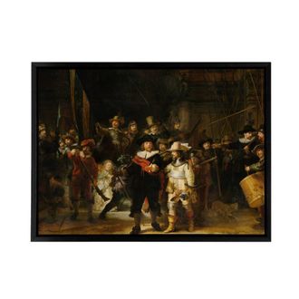 Artery8 Rembrandt The Night Watch Scene Framed Canvas Wall Art Print | Size: W24 x H32