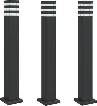 vidaXL Vidaxl - Outdoor Floor Lamps with Outlet 3pcs Black 80 cm Aluminium