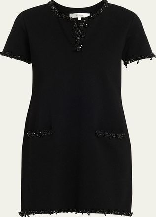 Frame Denim The Beaded Trim Mini Dress