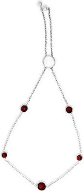 House of Brilliance 925 Sterling Silver Bezel Set Red Garnet 5 Station Adjustable Bolo Bracelet in White at Nordstrom