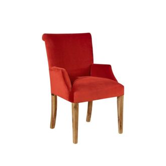 Robin des Bois Silla de mesa de madera y terciopelo color ladrillo