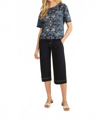 FDJ Olivia Wide Capri Pants In Navy
