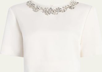 Cinq &agrave; Sept Adona Tumbling Flowers Crepe Crop Top