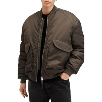 AllSaints Hawk Insulated Nylon Bomber Jacket in Dull Khaki Green at Nordstrom Rack, Size Xx-Large