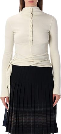 Low Classic Cream Long Sleeve Half-neck Wrap Top