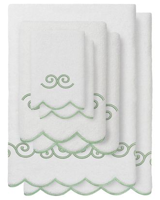 Linum Home Textiles 100% Turkish Cotton Symmetra Scallop 6Pc Embellished Towel Set